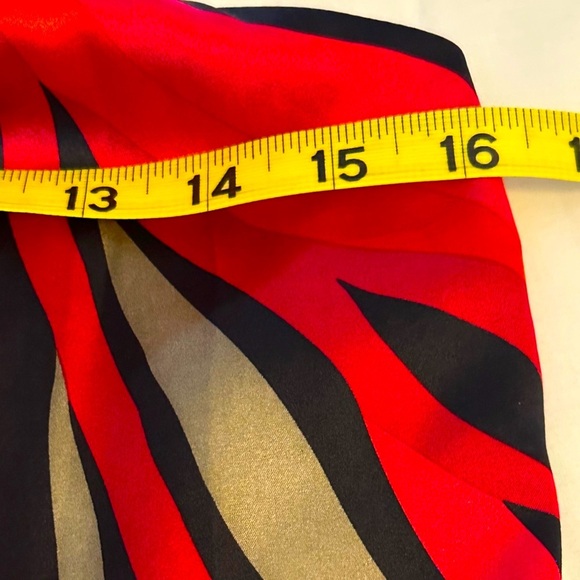 Trina Turk, Soft Silk Red and Black Patterned Midi Dress - Picture 7 of 8